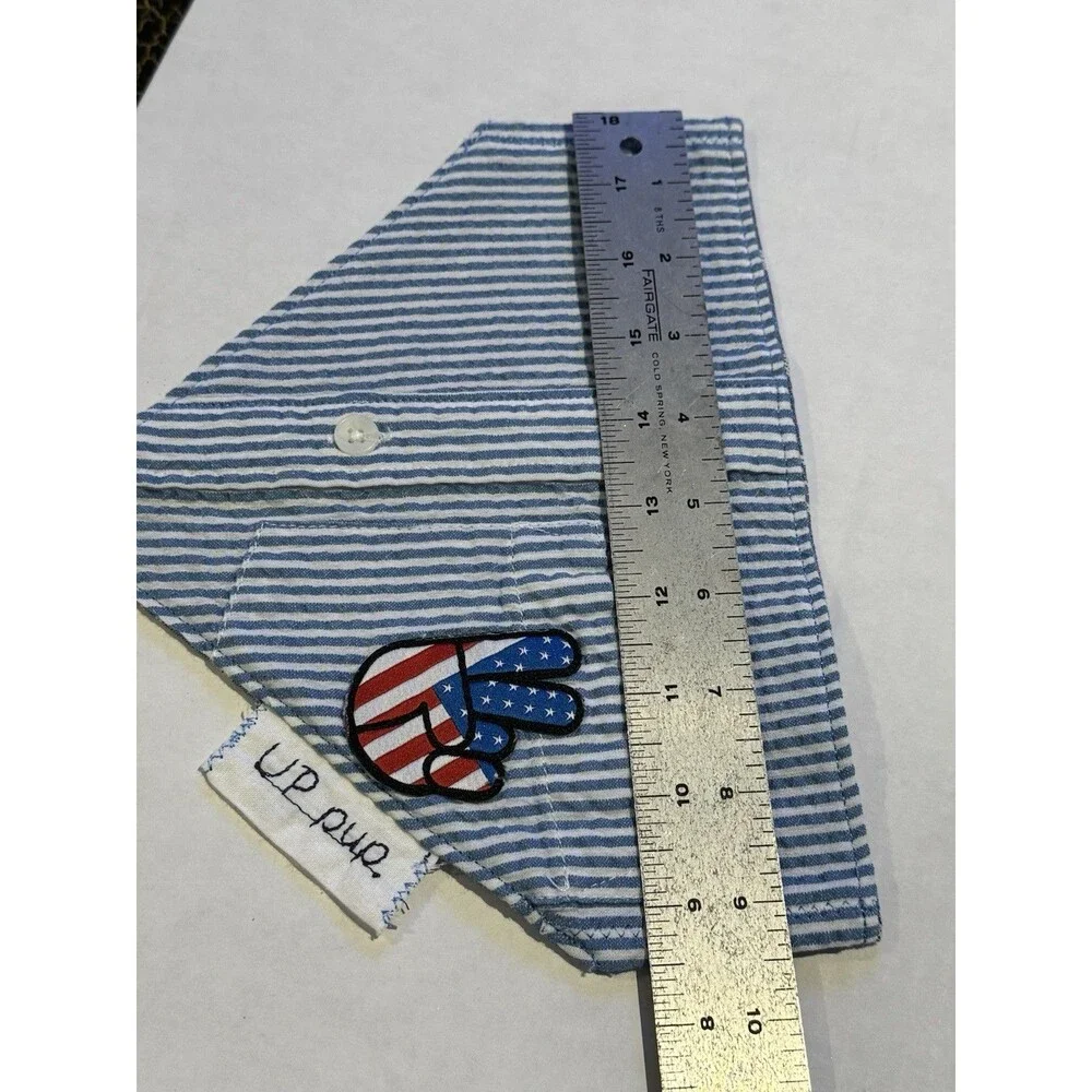 Handmade Over the Collar Dog Bandana Slide on Reversible Peace America Upcycle